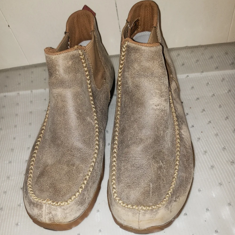Size 8.5 Twisted X Men's Slip-On Chukka Leather Driving Moccasin Boots Shoes
